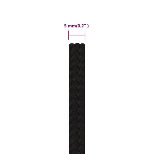 Arbejdsreb 5 mm 250 m polyester sort