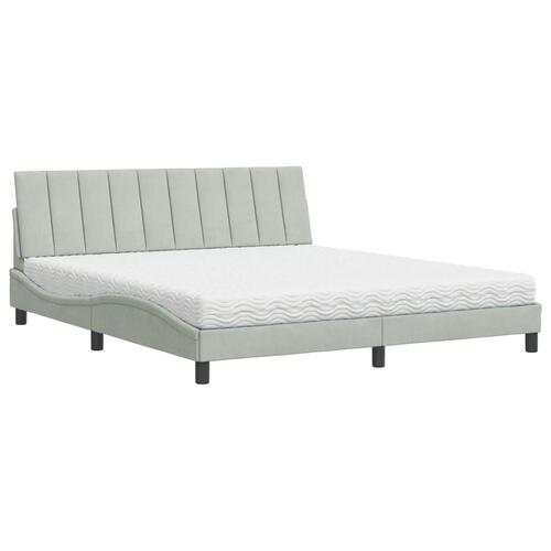 Seng med madras 180x200 cm velour lysegrå