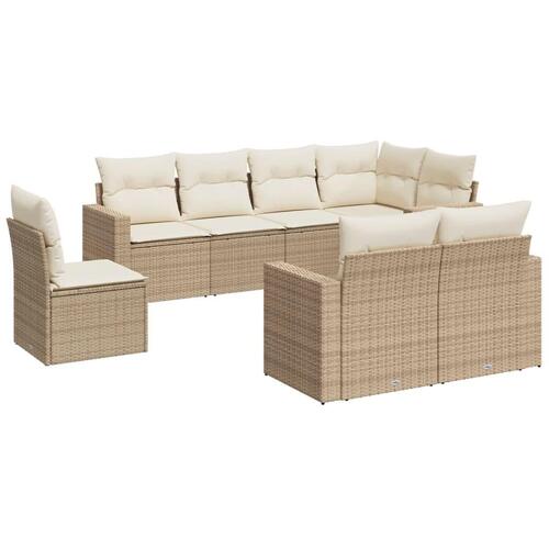 Sofasæt til haven 8 dele med hynder polyrattan beige