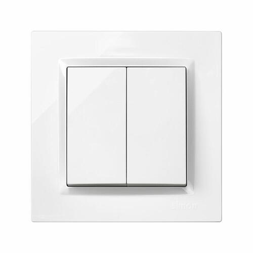 Simon koblet afbryder med dobbelt funktion, hvid - 8,4 × 4 × 8,4 cm