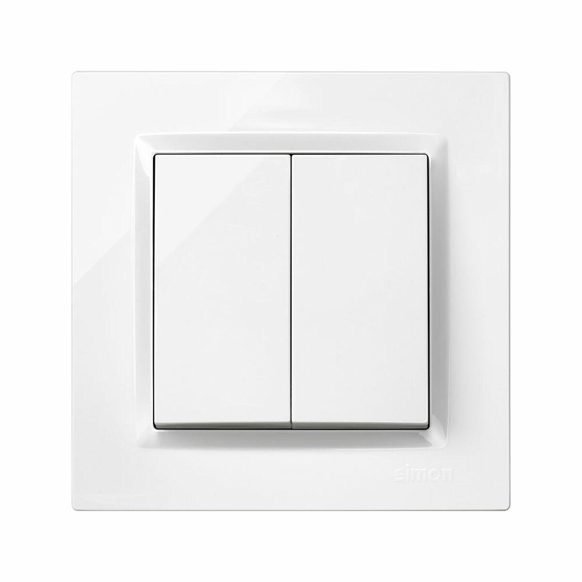 Simon koblet afbryder med dobbelt funktion, hvid - 8,4 × 4 × 8,4 cm