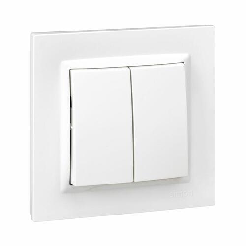 Simon koblet afbryder med dobbelt funktion, hvid - 8,4 × 4 × 8,4 cm