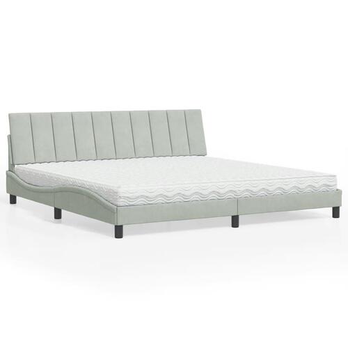Seng med madras 200x200 cm velour lysegrå