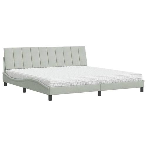 Seng med madras 200x200 cm velour lysegrå