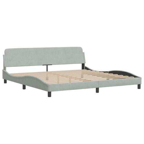 Seng med madras 200x200 cm velour lysegrå