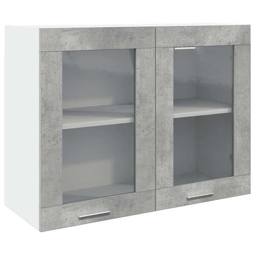 Væghængt glasskab 80x31x60 cm betongrå