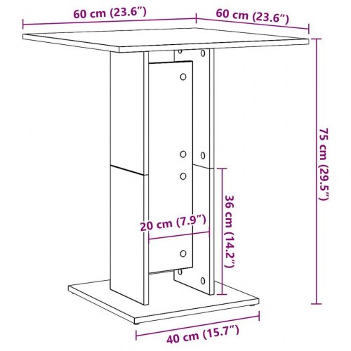 Bistrobord 60 × 60 × 75 cm i konstrueret træ - kunsteg