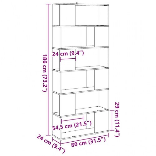 Bogreol/rumdeler 80×24×186 cm - kunsteg