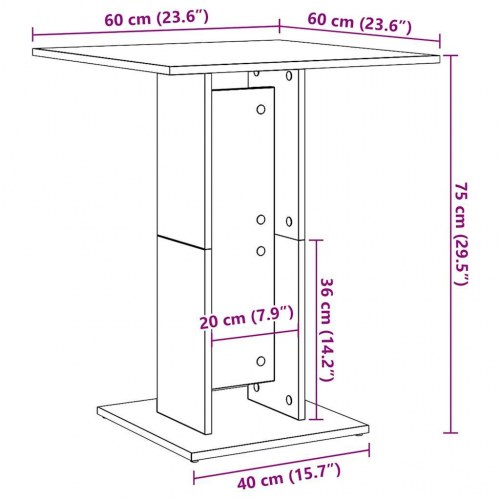 Bistrobord 60 × 60 × 75 cm i konstrueret træ - antikt træ