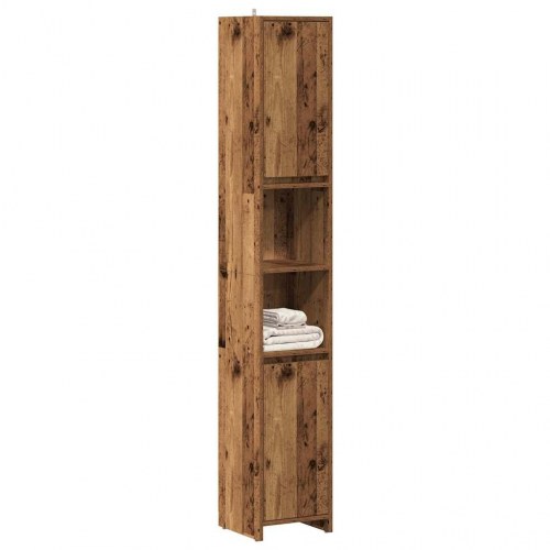 Badeværelsesskab 30×30×183,5 cm - konstrueret træ, antikt træ