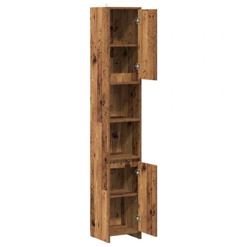 Badeværelsesskab 30×30×183,5 cm - konstrueret træ, antikt træ