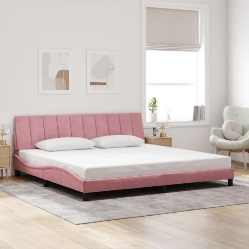 Sengeramme Hanko 200 x 200 cm uden madras - pink fløjl