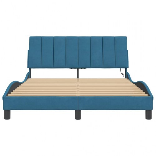 Sengeramme Hanko med LED uden madras 120 x 200 cm - blå velour