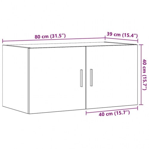 Vægskab 80 x 39 x 40 cm med 2 låger