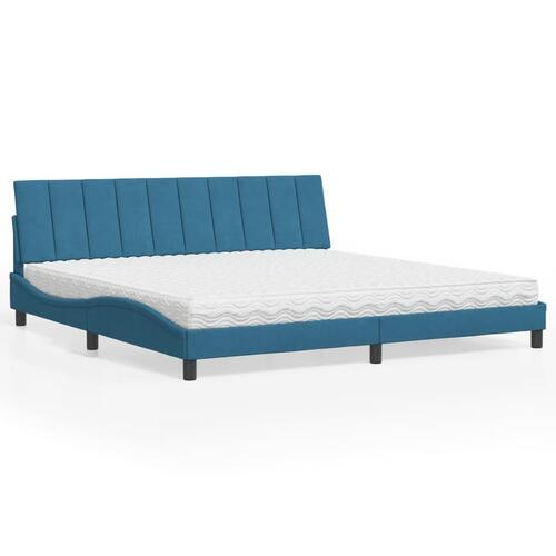 Seng med madras 200x200 cm velour blå