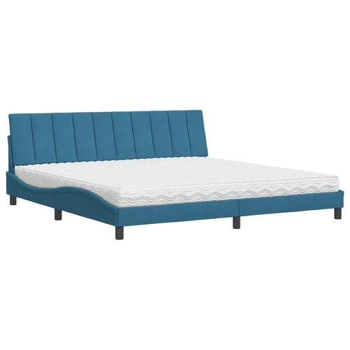 Seng med madras 200x200 cm velour blå