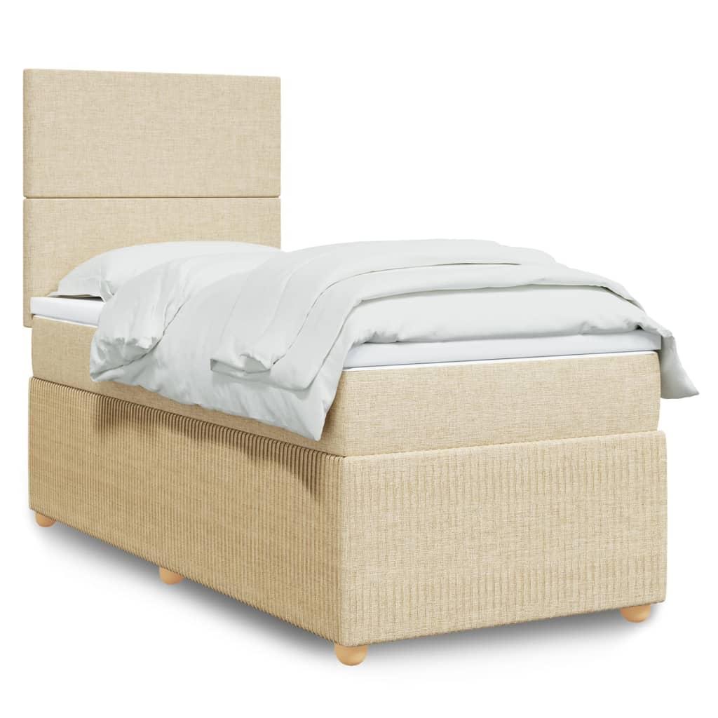 Kontinentalseng Med Madras Stof Farvet Creme - Med ensartet mønster / 90 x 190 cm