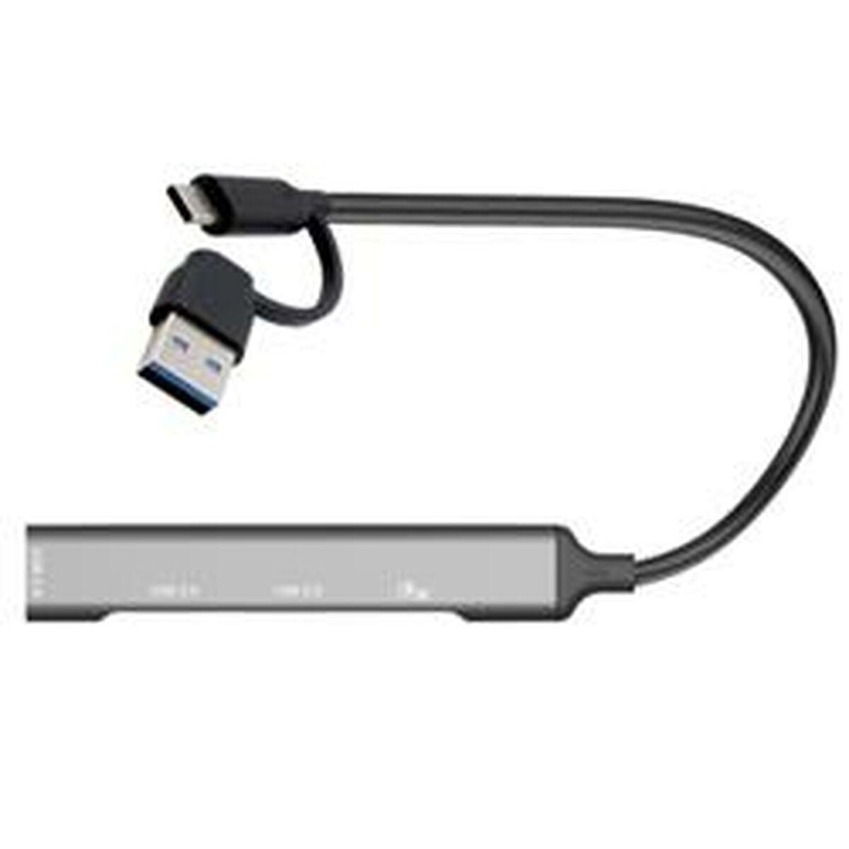 USB-hub i-Tec CAHUBMETALMINI4 - sølvfarvet