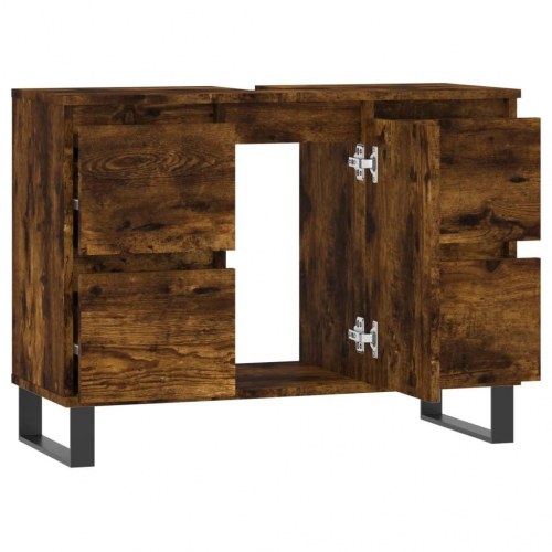 Badeværelsesskab 80 x 33 x 60 cm - røget egetræsfarve