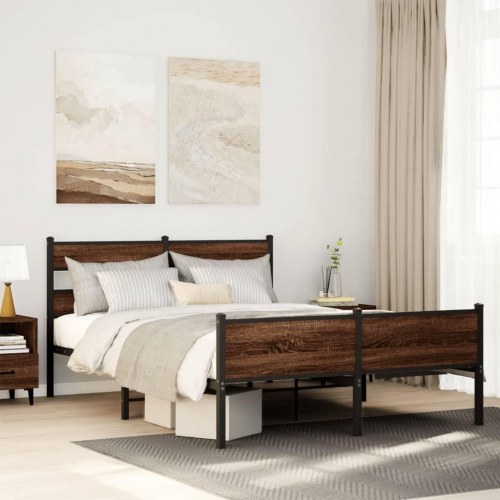 Sengeramme 140 x 200 cm uden madras - brunt egetræ