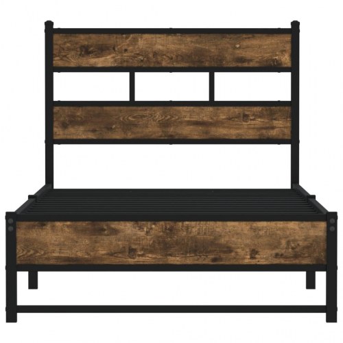 Sengeramme med sengegavl 107 x 203 cm - røget egetræsfarve