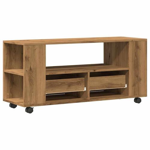 Tv-bord med hjul 102x34,5x43 cm konstrueret træ kunsteg