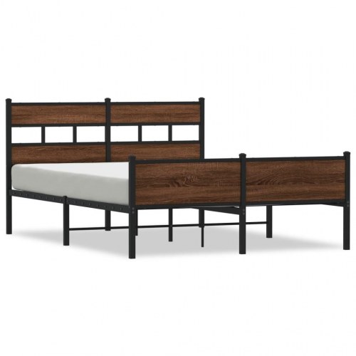 Sengeramme 140 x 190 cm med sengegavl - brunt egetræ