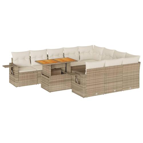 Sofasæt til haven 11 dele med hynder polyrattan beige