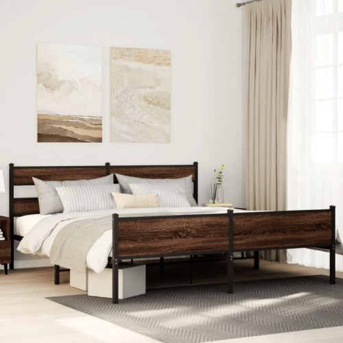 Sengeramme uden madras 200 x 200 cm - brun egetræ