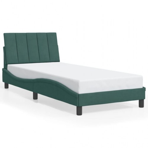 Sengeramme Hanko med LED uden madras 90 x 190 cm - mørkegrøn