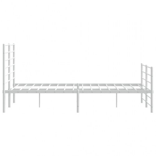 Sengeramme med sengegavl og fodgærde 160x200 cm - metal, hvid