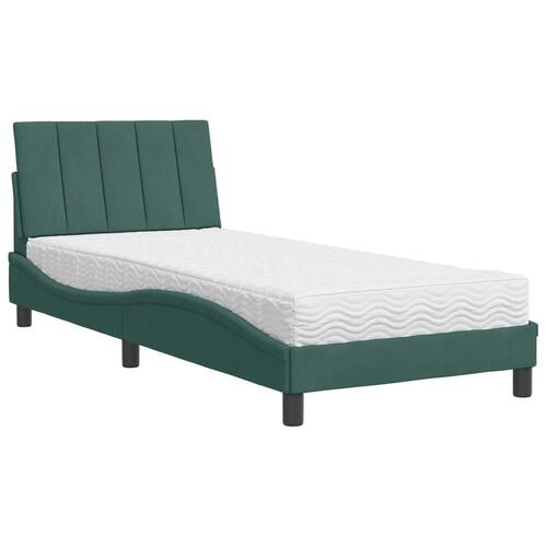 Seng med madras 90x190 cm velour mørkegrøn