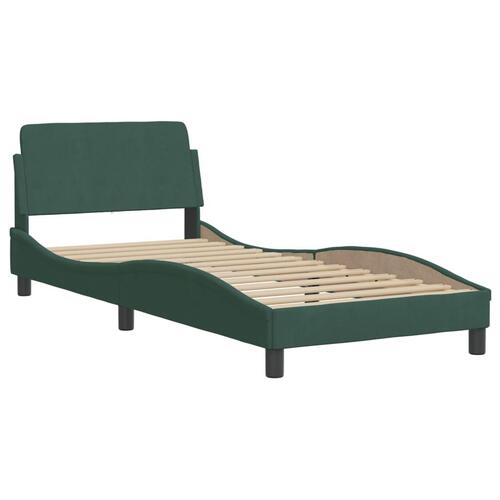 Seng med madras 90x190 cm velour mørkegrøn