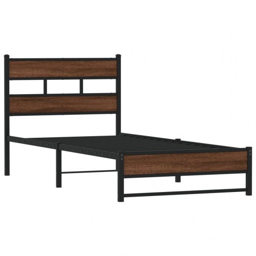 Sengeramme 75 x 190 cm i metal - brun egetræ