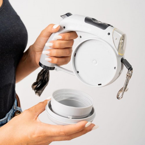Hundesnor med automatisk oprul 6‑i‑1 Leashic - grå