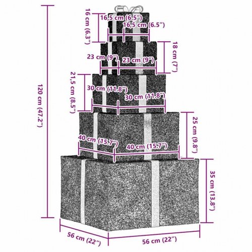 Juledekoration gaveæske 250 LED'er varm hvid