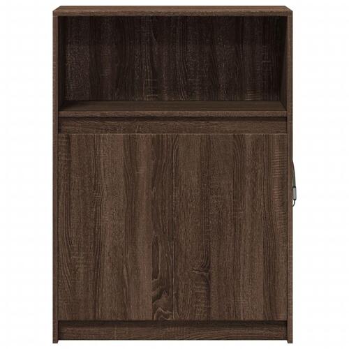 Reol med LED 72x34x100 cm konstrueret træ brun egetræ