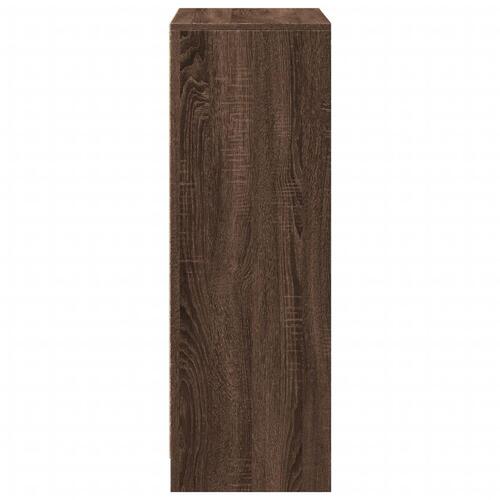 Reol med LED 72x34x100 cm konstrueret træ brun egetræ