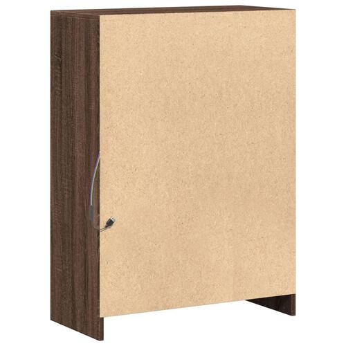 Reol med LED 72x34x100 cm konstrueret træ brun egetræ