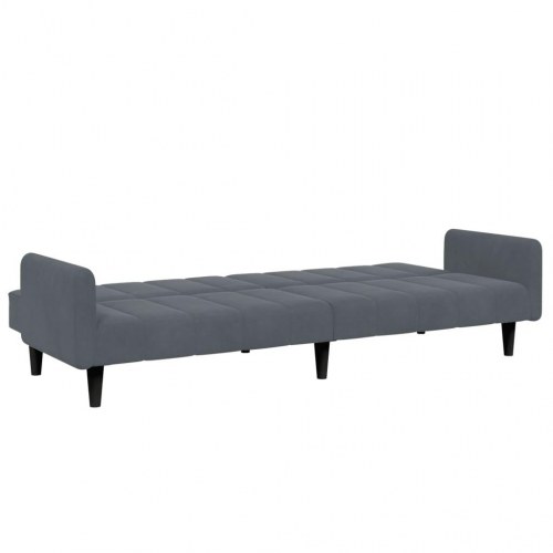2-personers sovesofa med fodskammel i velour mørkegrå