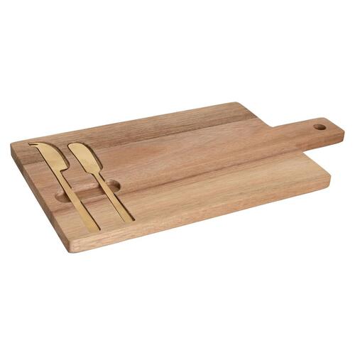 Skærebræt Home ESPRIT Rustfrit stål Akacie 38 x 20 x 1,5 cm (3 Dele)