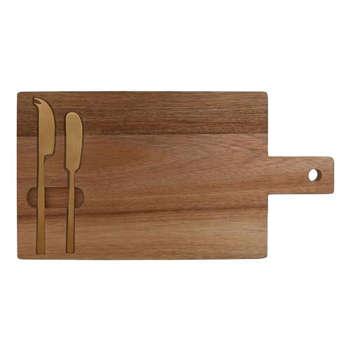 Skærebræt Home ESPRIT Rustfrit stål Akacie 38 x 20 x 1,5 cm (3 Dele)