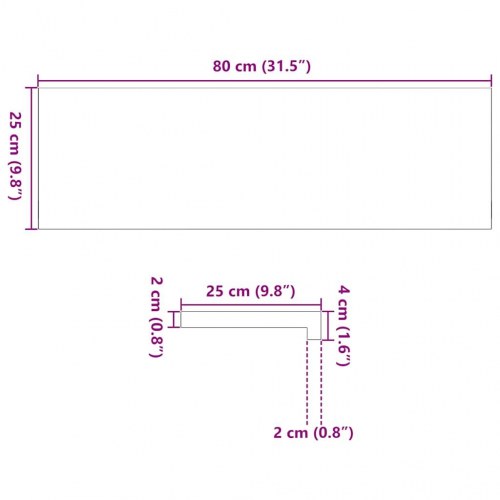Vindueskarme 2 stk - ubehandlet massivt egetræ 80 × 25 × 2 cm