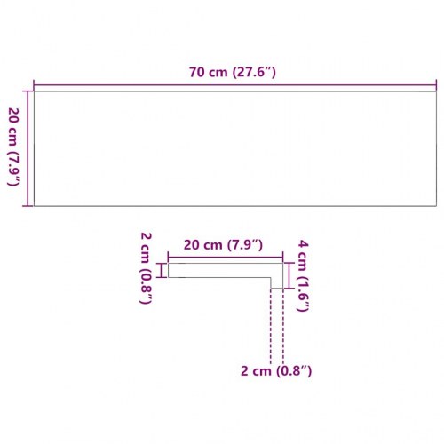Vindueskarme i massivt egetræ - 2 stk ubehandlet, 70 × 20 × 2 cm