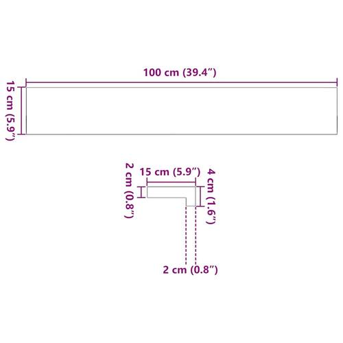 Vindueskarme 2 stk ubehandlet 100x15x2 cm massivt egetræ