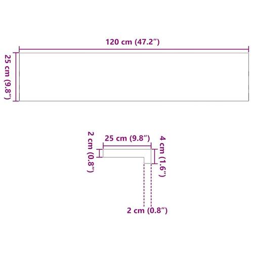 Vindueskarme 2 stk ubehandlet 120x25x2 cm massivt egetræ