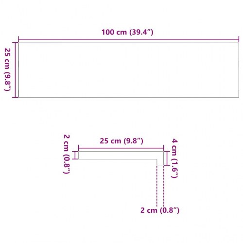 Vindueskarme i massivt egetræ - 2 stk, lysebrun, 100 × 25 × 2 cm
