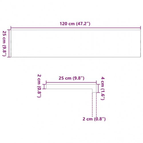 Vindueskarme i massivt egetræ 2 stk - lysebrun 120 × 25 × 2 cm