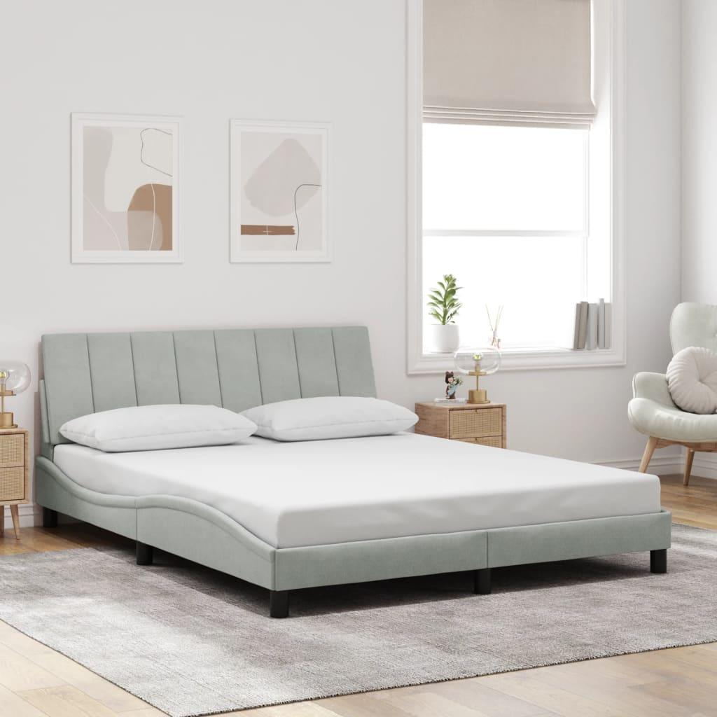 Sengeramme Uden Madras Lysegrå 160x200 Fløjl