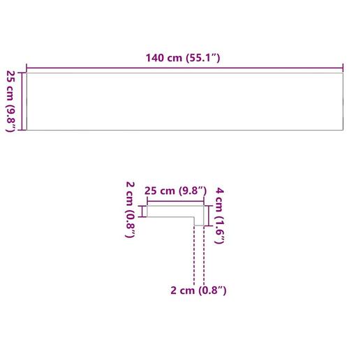 Vindueskarme 2 stk ubehandlet 140x25x2 cm massivt egetræ